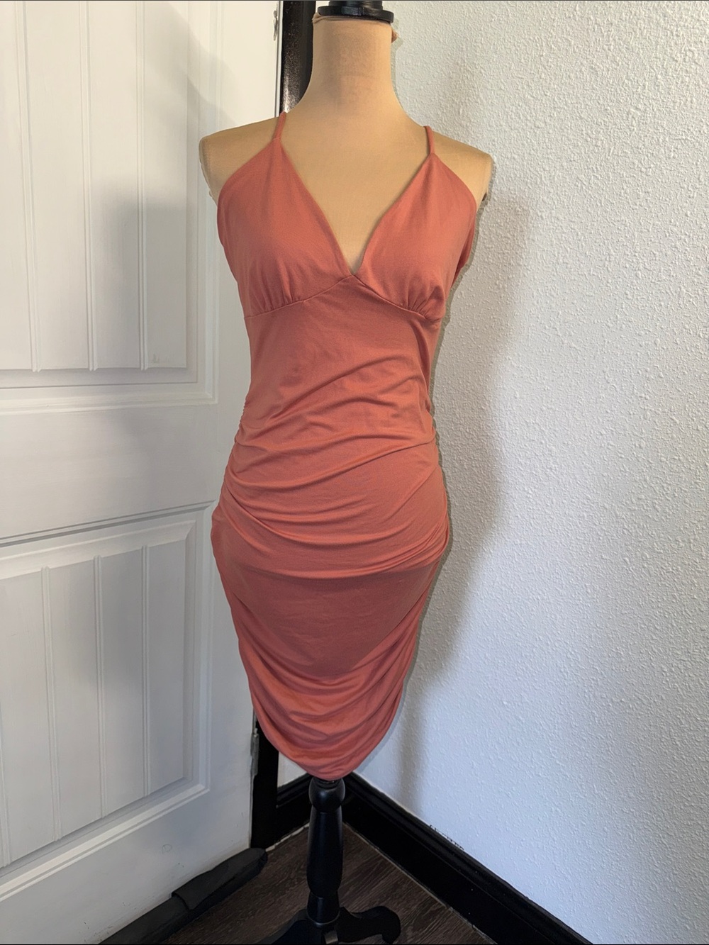 NWT Heart Hips Rusty Terracotta Ruched Slip Dress